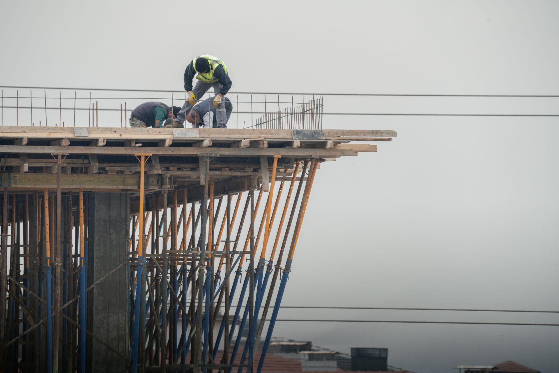 Modern construction project with steel framework
